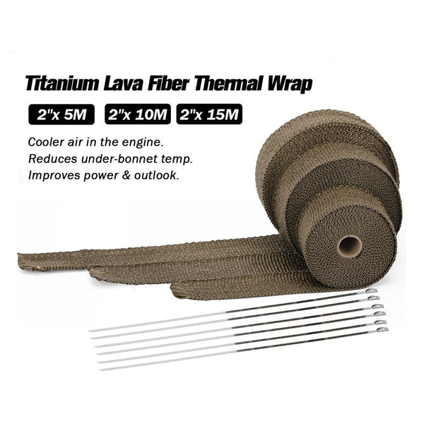 High Quality Titanium/Black Exhaust Heat Wrap Roll