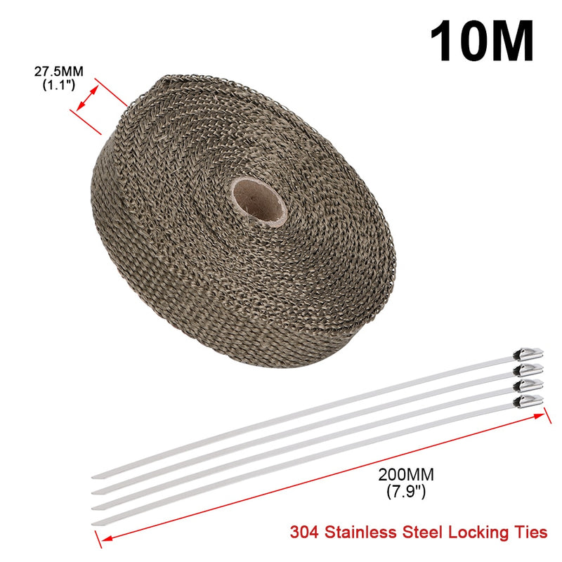 High Quality Titanium/Black Exhaust Heat Wrap Roll