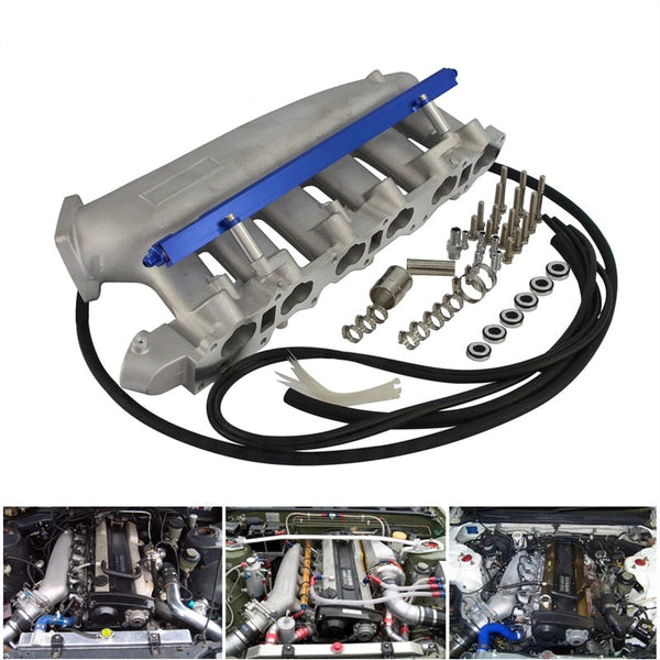 Cast Intake Manifold Plenum + Fuel Rail For Nissan Skyline R32 R33 RB25 RB25DET GTS-T