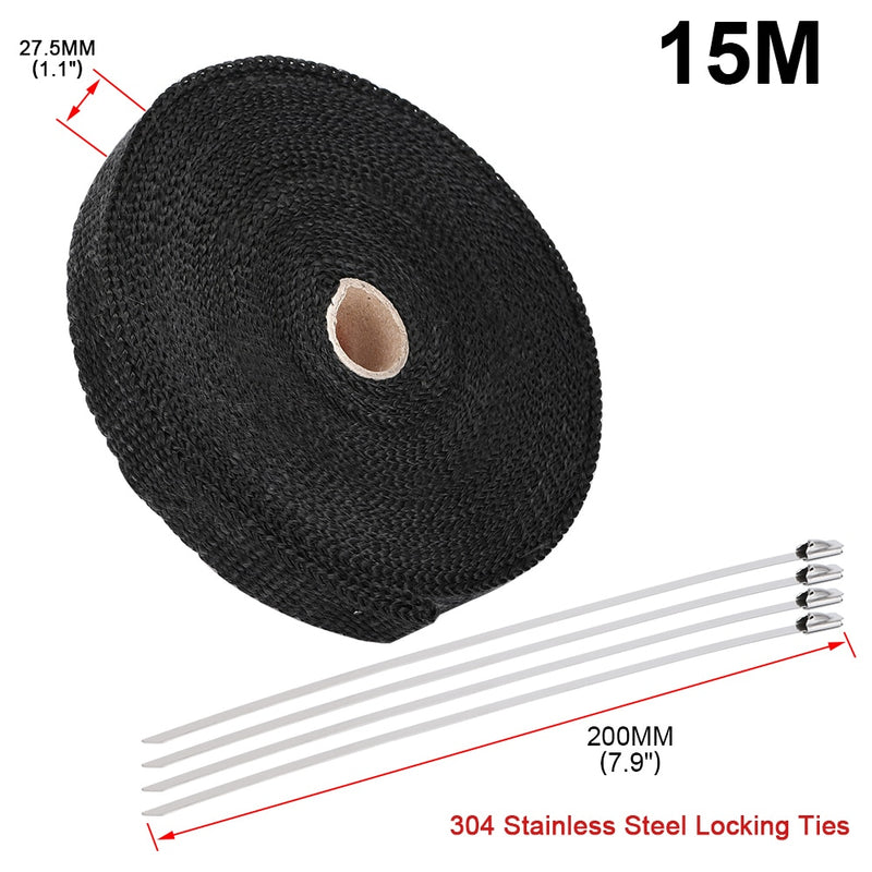 High Quality Titanium/Black Exhaust Heat Wrap Roll