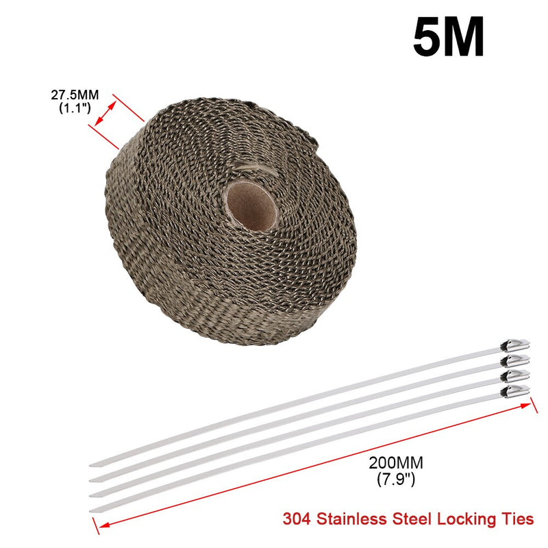 High Quality Titanium/Black Exhaust Heat Wrap Roll