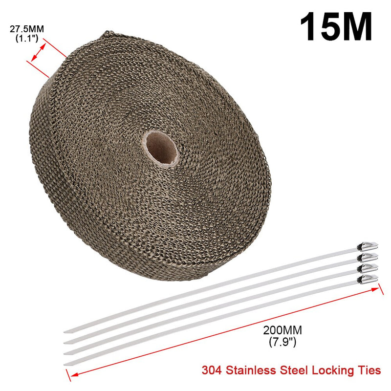 High Quality Titanium/Black Exhaust Heat Wrap Roll